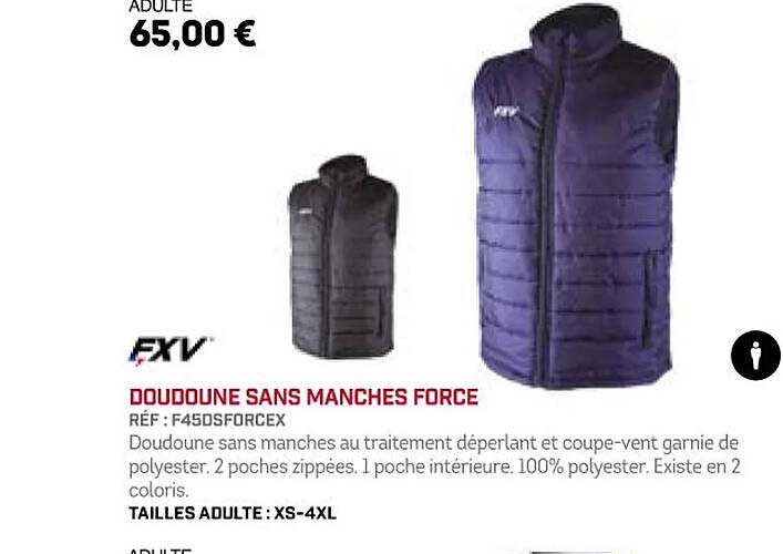 doudoune sans manches force fxv