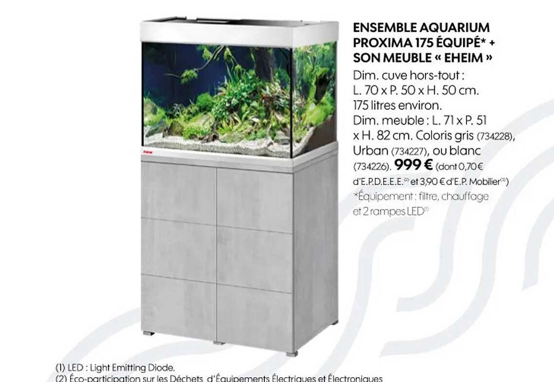 Ensemble Aquarium Proxima 175 équipé + Son Meuble «eheim»