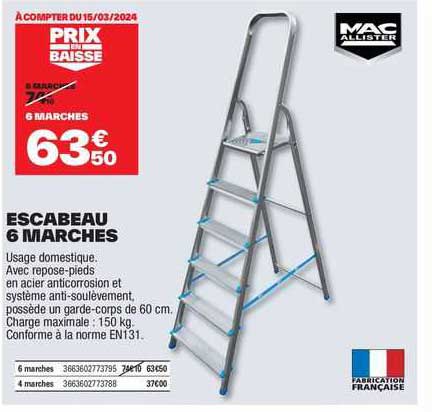 escabeau 6 marches mc allister