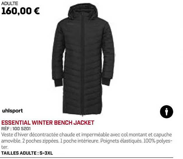 essential winter bench jacket uhlsport