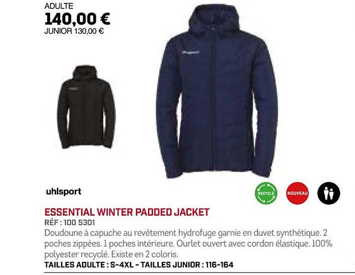 essential winter padded jacket uhlsport
