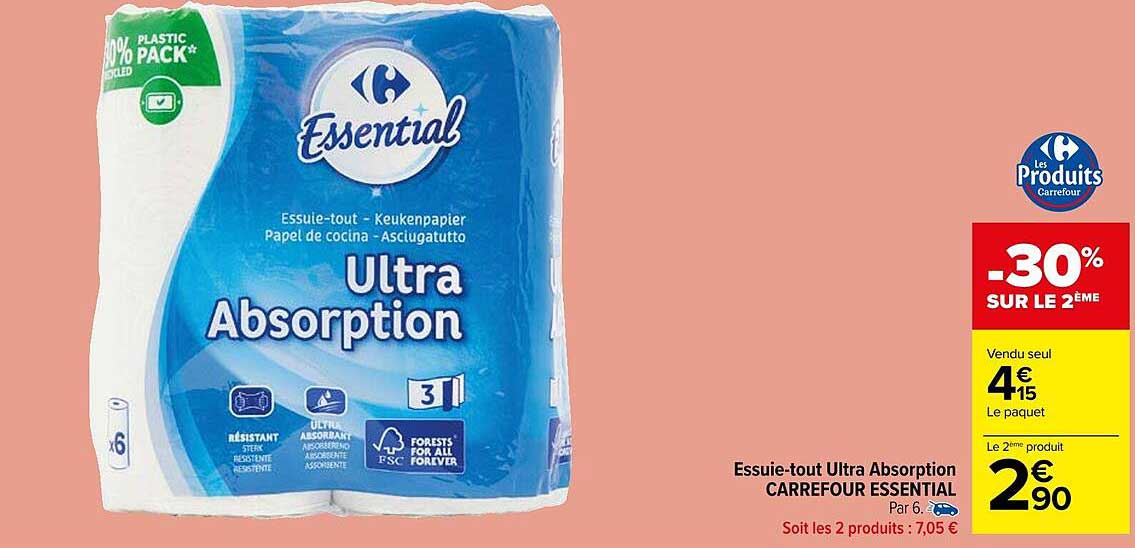 essuie-tout absorption carrefour essential