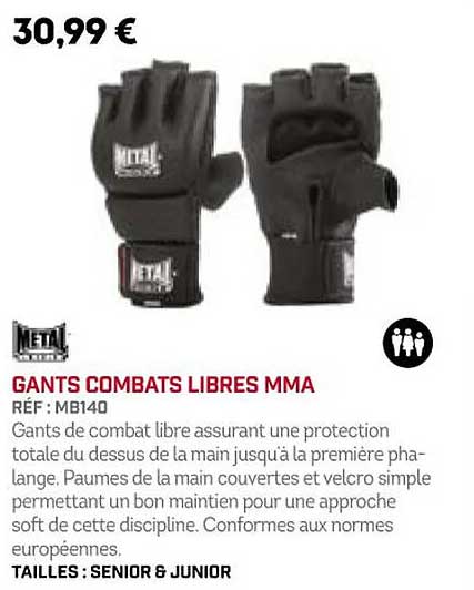 gants combats libres mma metal