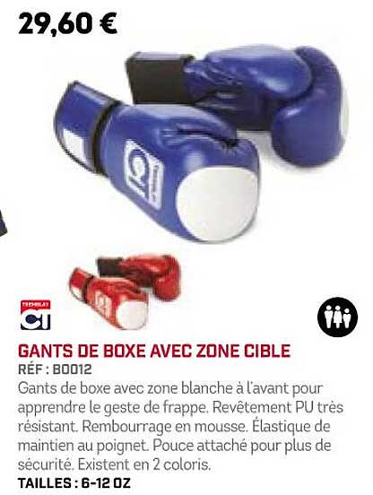 gants de boxe avec zone cible ct