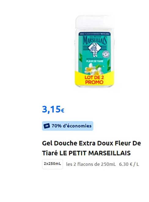 Gel Douche Extra Doux Fleur De Tiaré Le Petit Marseillais