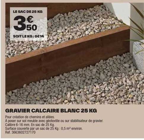 Gravier Calcaire Blanc 25 Kg