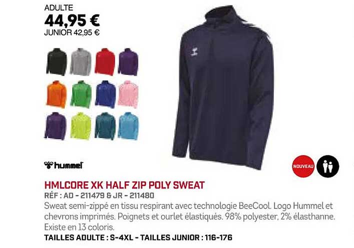 hmlcore xk half zip poly sweat hummel
