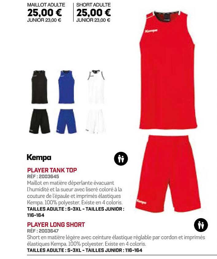 kempa player tank top player long short
