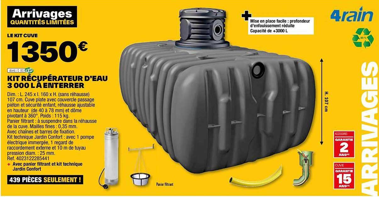 kit récupérateur d'eau 3000 l à enterrer