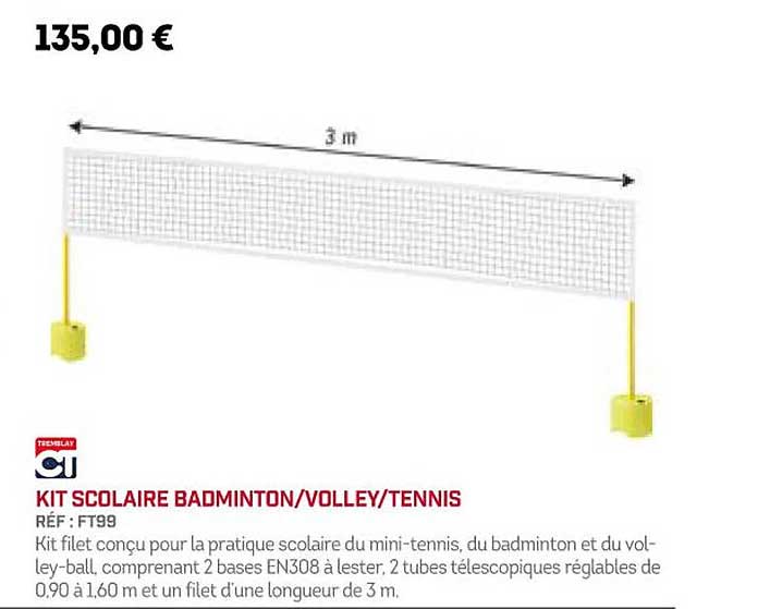 Kit Scolaire Badminton Volley Tennis Ct