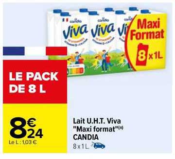 lait u.h.t. viva "maxi format" candia