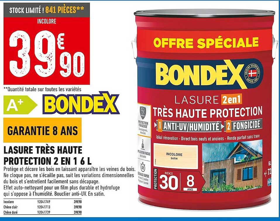lasure très haute protection 2 en 1 6 l bondex