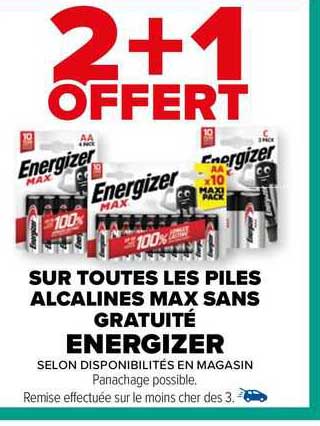 les piles alcalines max sans gratuité energizer