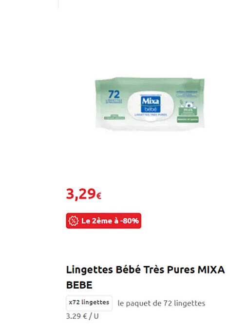 lingettes bébé très pures mixa bébé