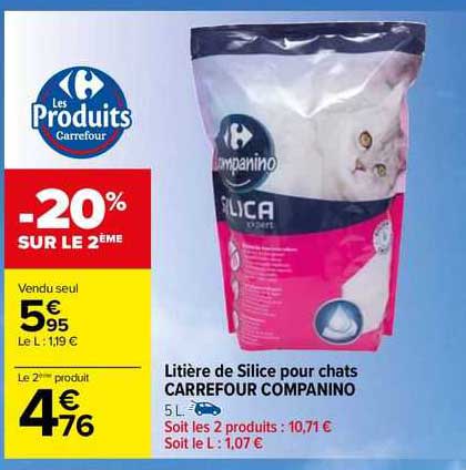 Litière De Silice Pour Chats Carrefour Companino