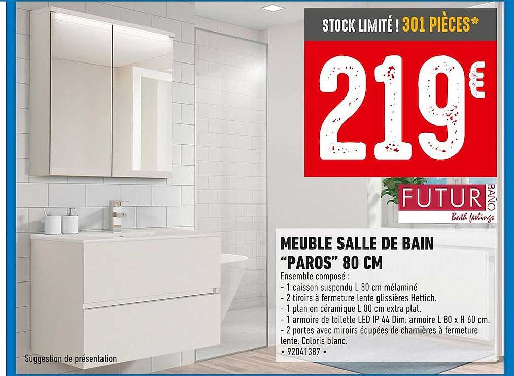 meuble salle de bain "paros" 80 cm futur