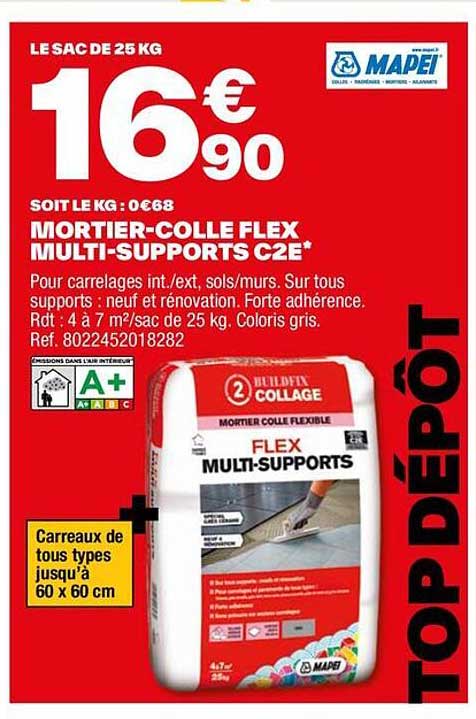 mortier-colle flex multi-supports c2e mapei