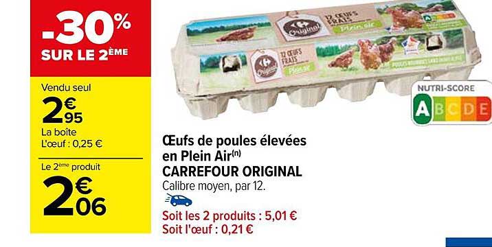 œufs de poules élevées en plein air carrefour original