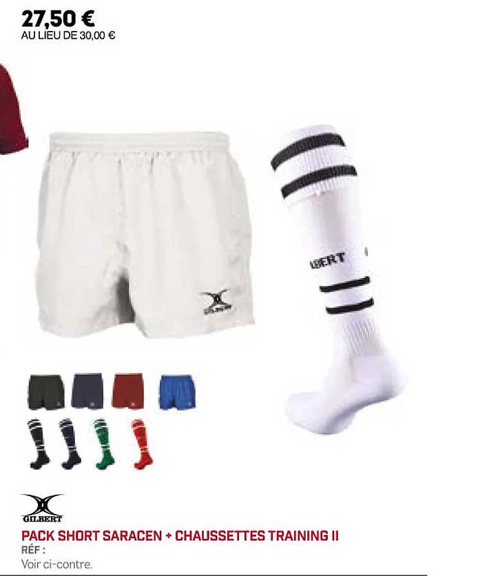 pack short saracen + chaussettes training ii gilbert
