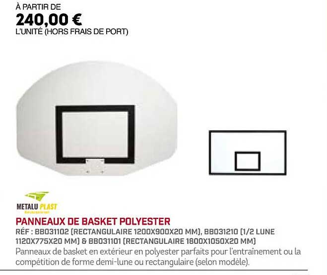 panneaux de basket polyester metalu plast