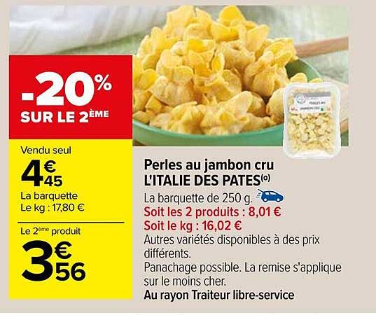 perles au jambon cru l'italie des pâtes