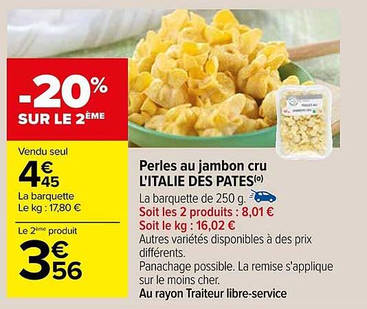 perles au jambon cru l'italie des pâtes