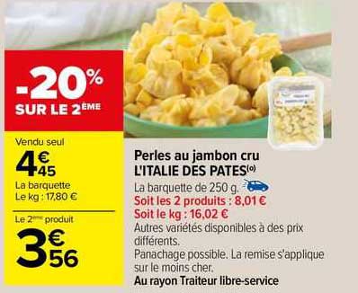 perles au jambon cru l'italie des pâtes