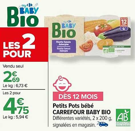 petits pots bébé carrefour baby bio