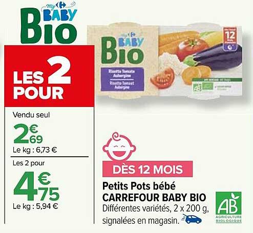 petits pots bébé carrefour baby bio