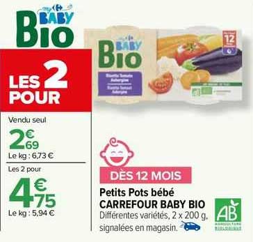 petits pots bébé carrefour baby bio