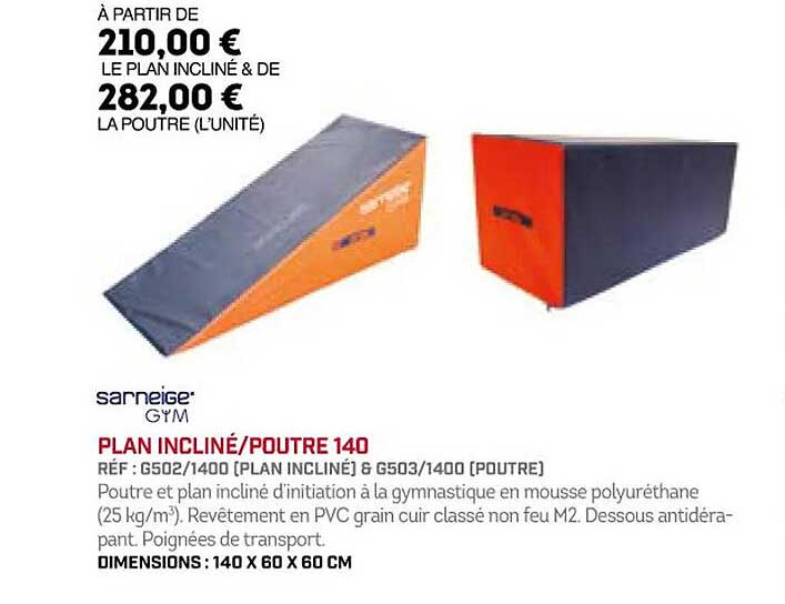 plan incliné poutre 140 sarneige gym