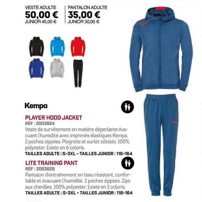 player hood jacket lite training pant kempa