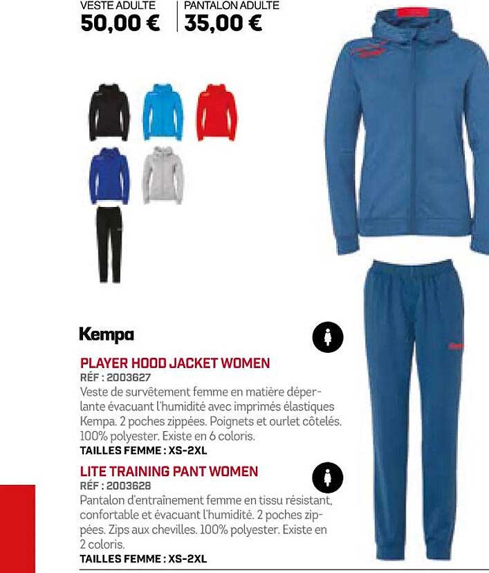 player hood jacket women lite training pant women kempa