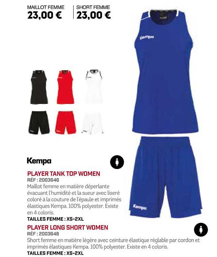 player tank top women player long short women kempa