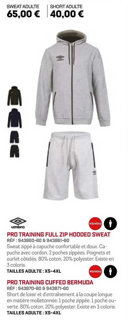 pro training full zip hooded sweat pro training cuffed bermuda umbro