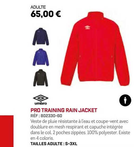 pro training rain jacket umbro