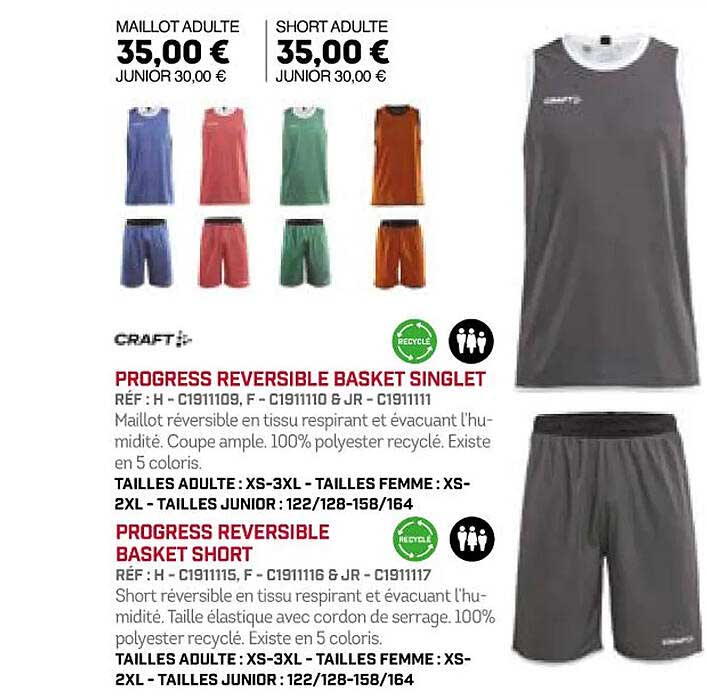 Progress Reversible Basket Singlet Progress Reversible Basket Short Craft