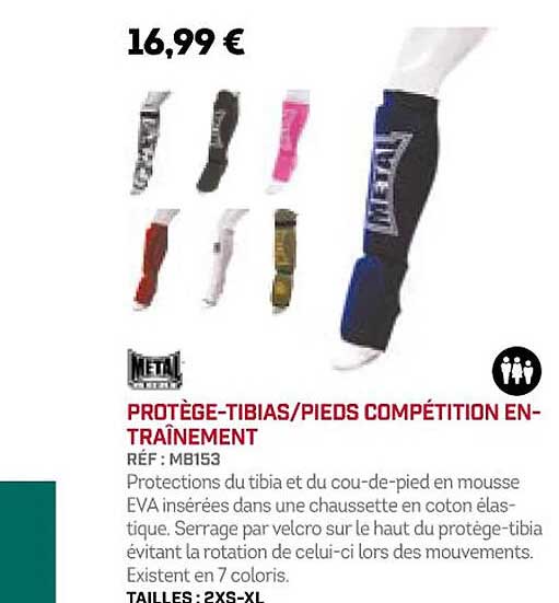 protège-tibias pieds compétition entraînement metal