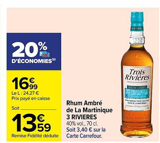 rhum ambré de la martinique 3 rivières