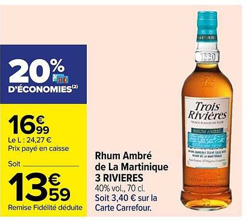 rhum ambré de la martinique 3 rivières
