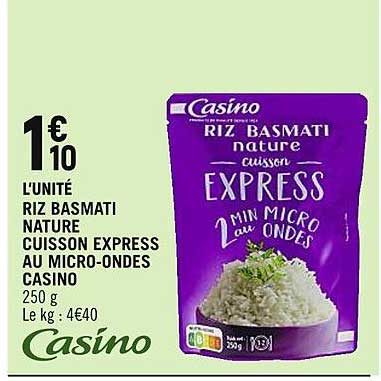riz basmati nature cuisson express au micro-ondes casino