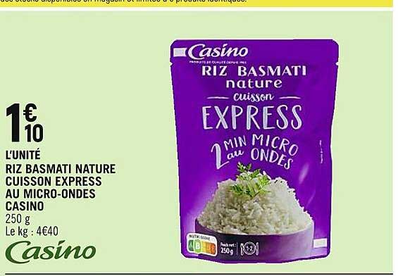 riz basmati nature cuisson express au micro-ondes casino