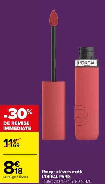 rouge à lèvres matte l'oréal paris