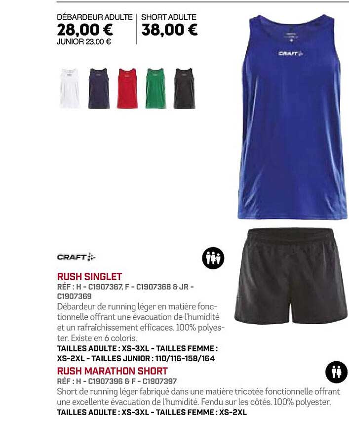 rush singlet rush marathon short craft