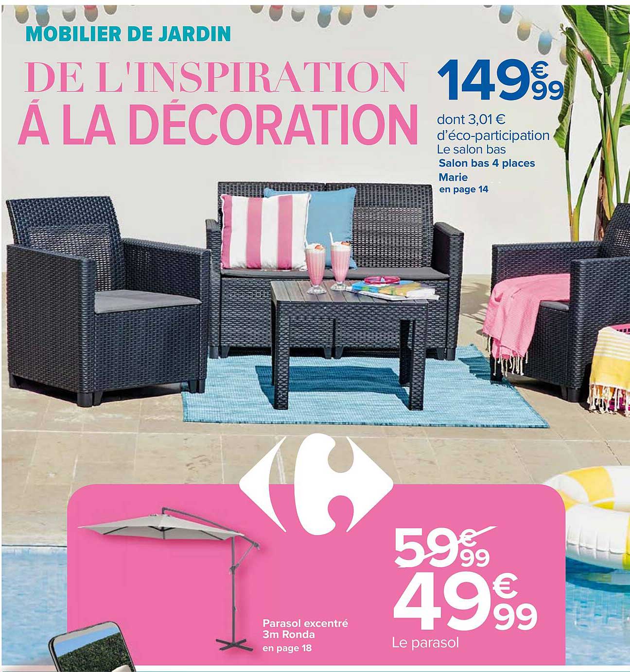 salon bas 4 pièces marie, parasol excentré 3 m ronda