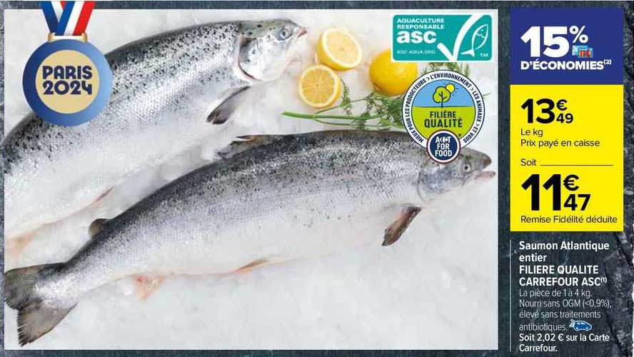 Saumon Atlantique Entier Filière Qualité Carrefour Asc