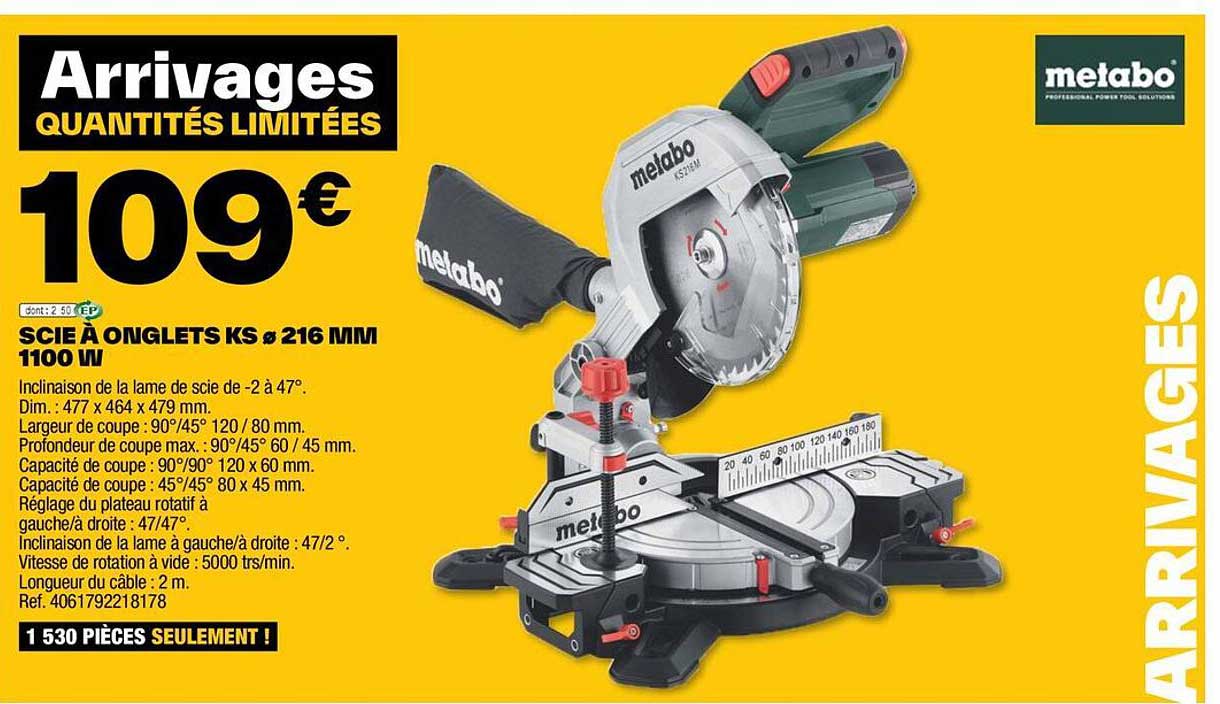 Scie à Onglets Ks ø 216 Mm 1100 W Metabo