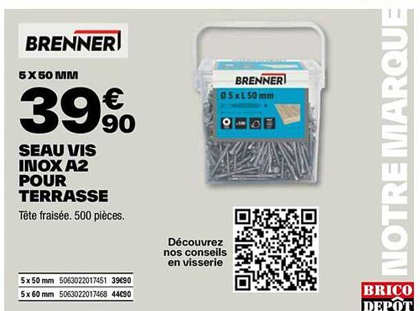 seau vis inox a2 pour terrasse brenner