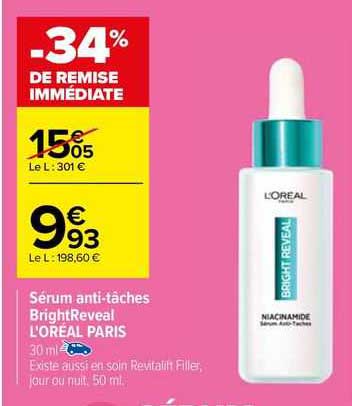 sérum anti-tâches bright reveal l'oréal paris