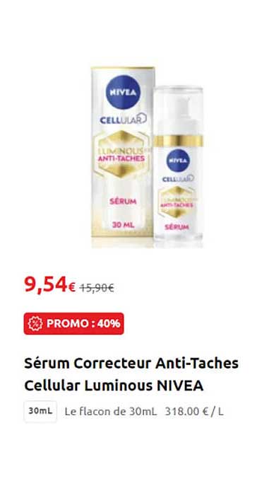sérum correcteur anti-taches cellular luminous nivea
